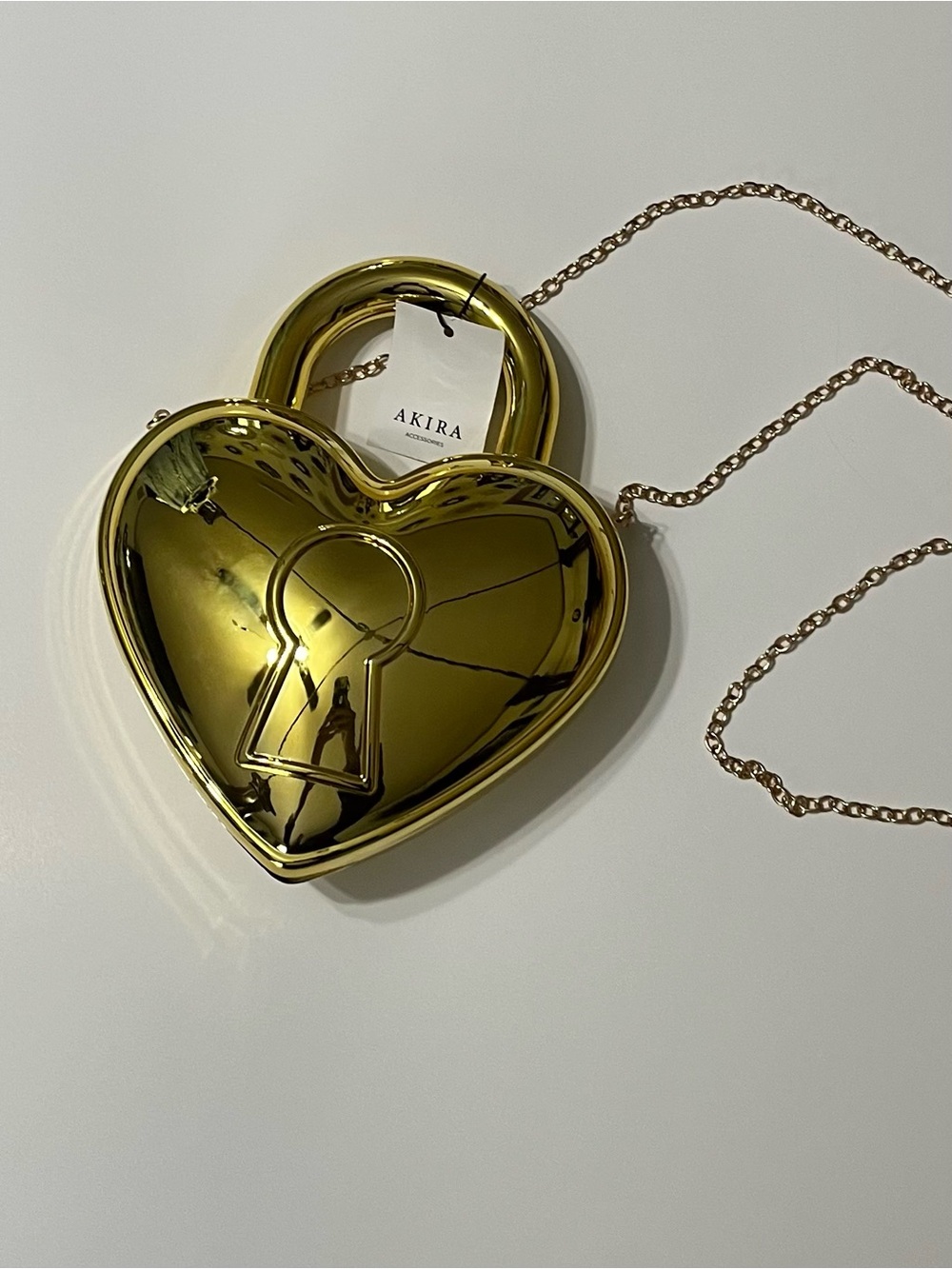 AKIRA Metallic Gold Heart Lock Shoulder Bag
